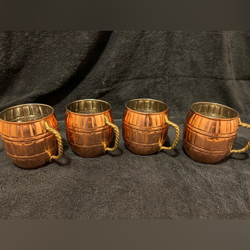 Set of 4 ODI Detailed barrel design copper Moscow Mule Mugs